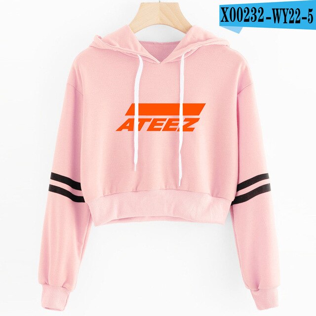 Korean Women ATEEZ Hoodie Hot Female Pink Coat Korea Style Sweatshirt tshirtsv Fashion - Kpopshop