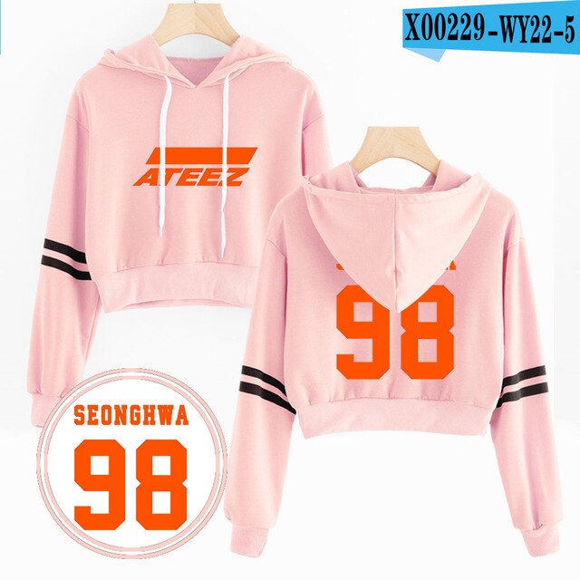 Korean Women ATEEZ Hoodie Hot Female Pink Coat Korea Style Sweatshirt tshirtsv Fashion - Kpopshop