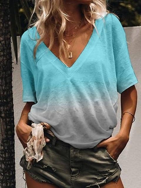 Women Gradient Tops Lady Loose T-shirts oversized S-5XL s - Kpopshop
