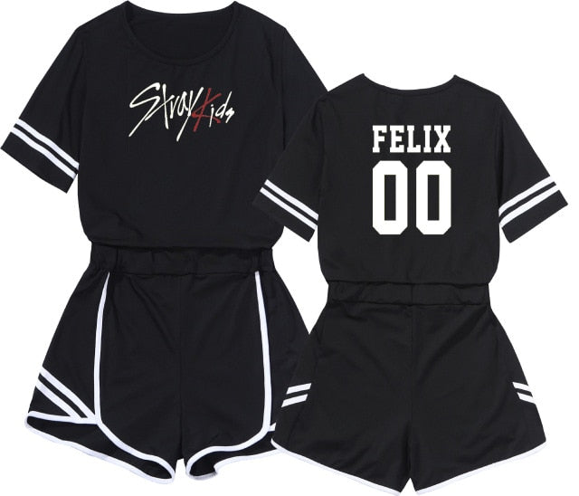 Two Piece Set Women Stray Kids Pity Twinset Motion Suit Suit-dress Leisure Time Self-cultivation Short Skirt Stray Kids