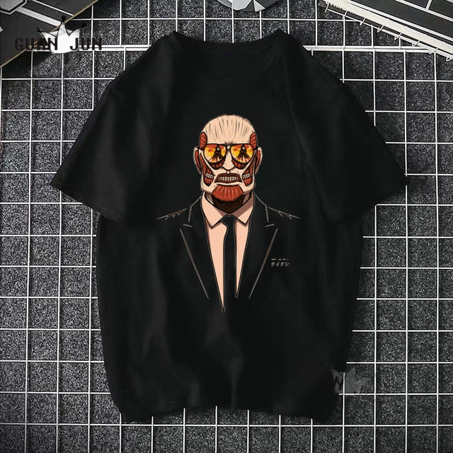 2020 Anime Attack On Titan T Shirts Tees Shirt Tops Design Cotton Black Short-Sleeved Aesthetic Japanese Anime T Shirt