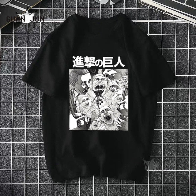 2020 Anime Attack On Titan T Shirts Tees Shirt Tops Design Cotton Black Short-Sleeved Aesthetic Japanese Anime T Shirt
