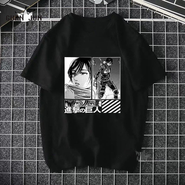 2020 Anime Attack On Titan T Shirts Tees Shirt Tops Design Cotton Black Short-Sleeved Aesthetic Japanese Anime T Shirt