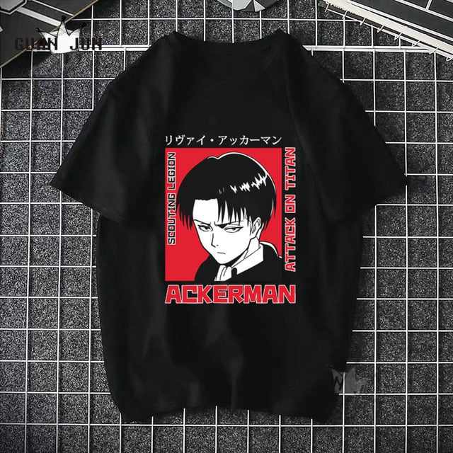 2020 Anime Attack On Titan T Shirts Tees Shirt Tops Design Cotton Black Short-Sleeved Aesthetic Japanese Anime T Shirt