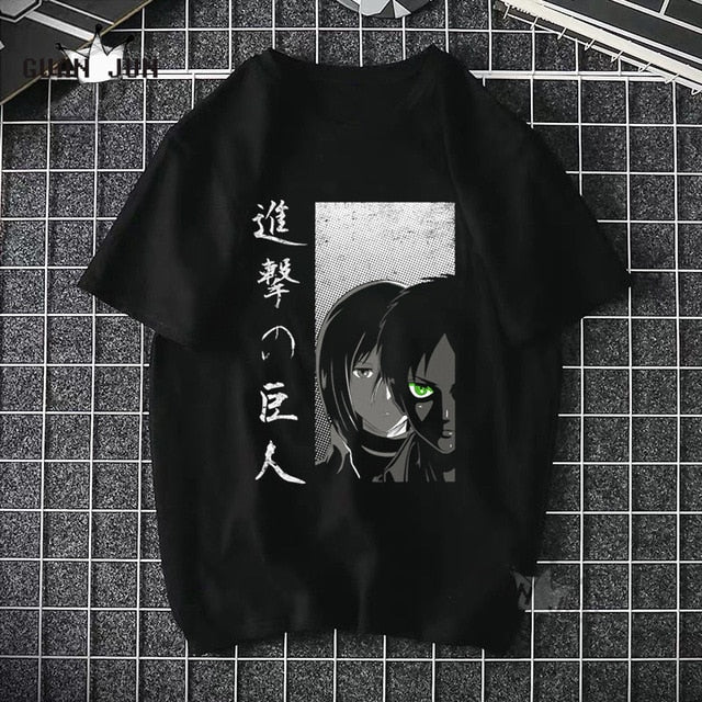 2020 Anime Attack On Titan T Shirts Tees Shirt Tops Design Cotton Black Short-Sleeved Aesthetic Japanese Anime T Shirt