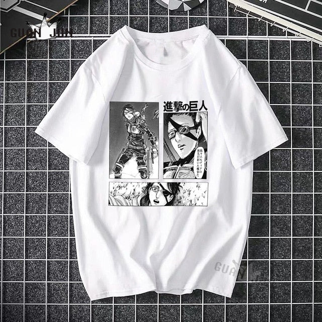 2020 Anime Attack On Titan T Shirts Tees Shirt Tops Design Cotton Black Short-Sleeved Aesthetic Japanese Anime T Shirt
