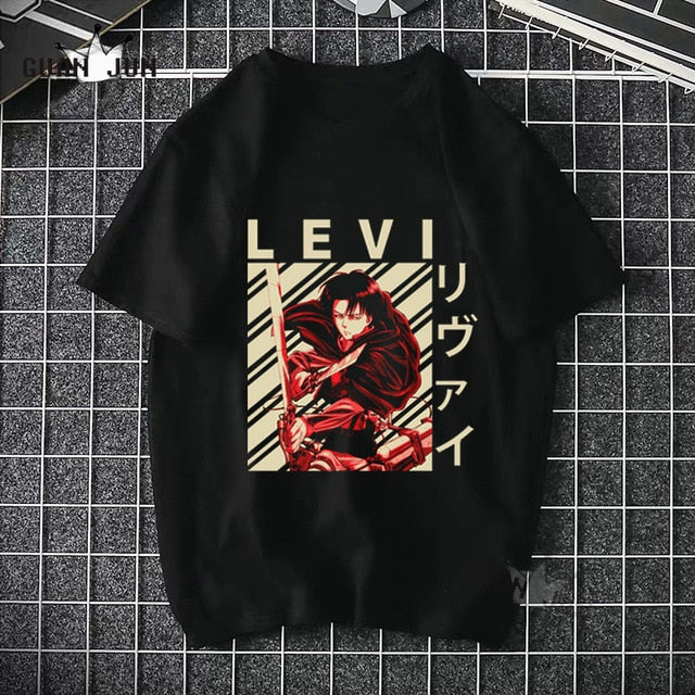 2020 Anime Attack On Titan T Shirts Tees Shirt Tops Design Cotton Black Short-Sleeved Aesthetic Japanese Anime T Shirt