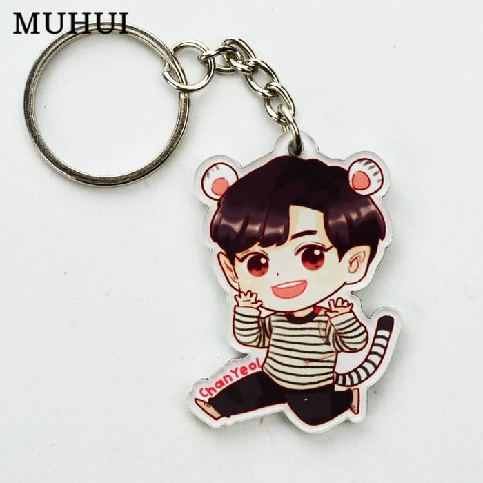 2021 Kpop EXO Chanyeol Baekhyun Bag Keychain Kai DO SUHO Cartoon Q Stryle Key Ring Car Jewelry