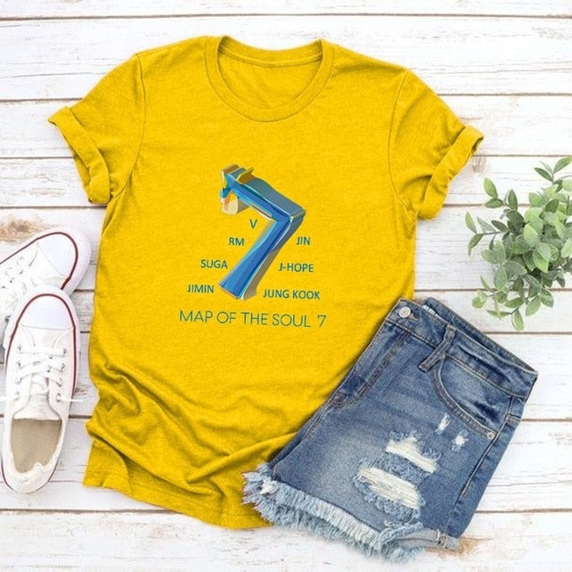 2020 Kpop Map of The Soul 7 Shirt Women Fashion Casual Short Sleeve