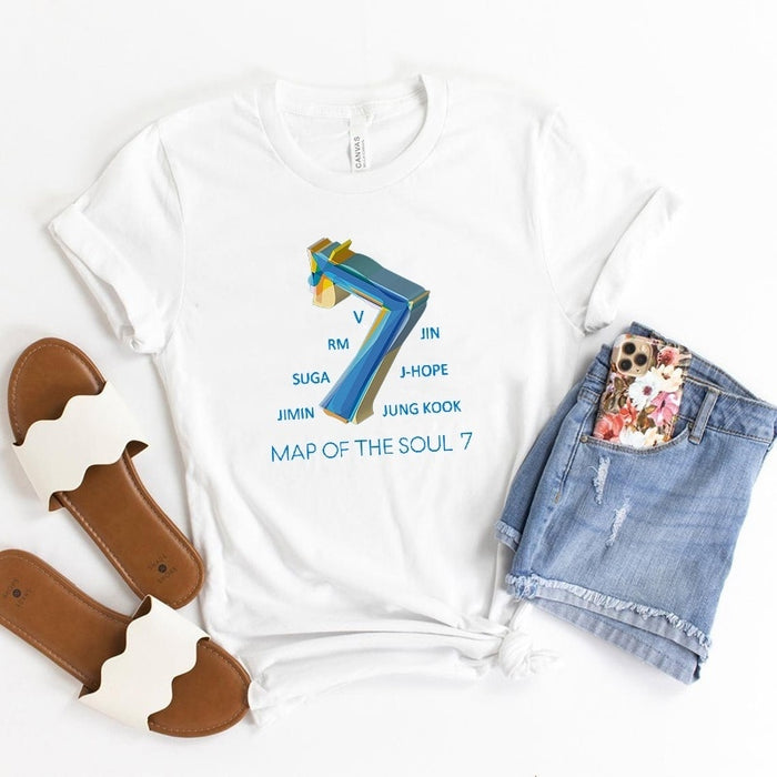 2020 Kpop Map of The Soul 7 Shirt Women Fashion Casual Short Sleeve