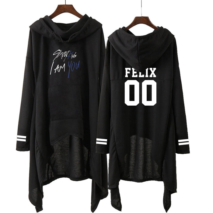 2020 Kpop Stray Kids Spring Black Women Hooded Sweatshirt Dress Idol Cotton Clothes Album I Am Who  Dress