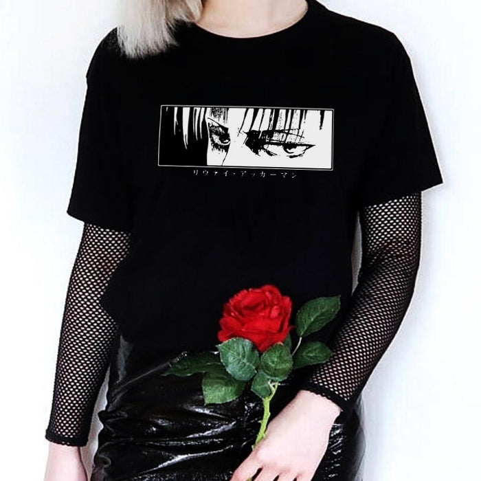 2021 Anime attack on titan Japanese eye print Gothic Summer Tops Graphic Tees
