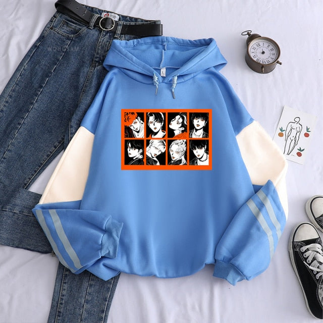 2021korean New Straykids Cartoon Letter Hoodie Fashion Album Streetwear Men Clothes Oversized Winter Sweatshirt