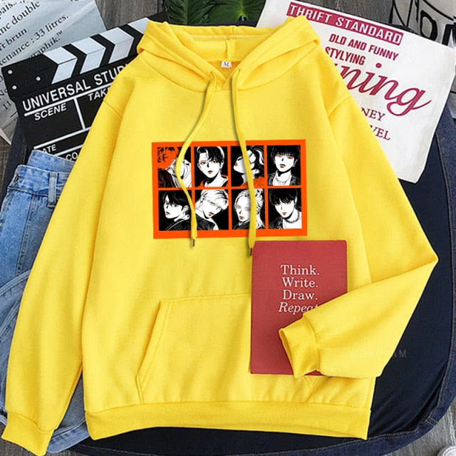 2021korean New Straykids Cartoon Letter Hoodie Fashion Album Streetwear Men Clothes Oversized Winter Sweatshirt