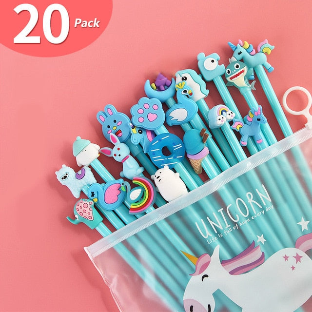 20Pcs/Set Gel Pen Unicorn Pen Stationery Kawaii School Supplies Gel Ink Pen School Stationery Office Suppliers Pen Kids Gifts