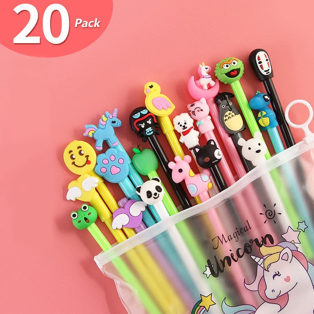 20Pcs/Set Gel Pen Unicorn Pen Stationery Kawaii School Supplies Gel Ink Pen School Stationery Office Suppliers Pen Kids Gifts