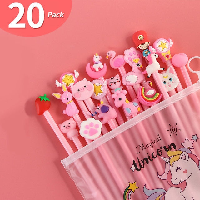 20Pcs/Set Gel Pen Unicorn Pen Stationery Kawaii School Supplies Gel Ink Pen School Stationery Office Suppliers Pen Kids Gifts
