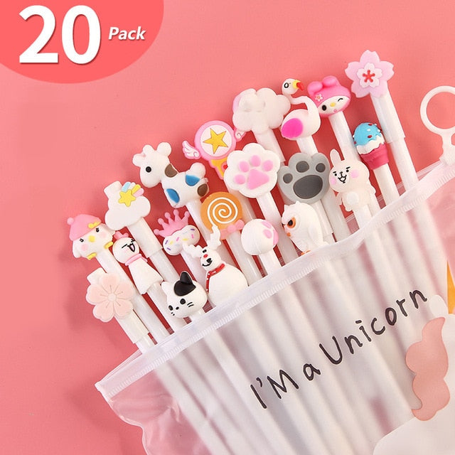 20Pcs/Set Gel Pen Unicorn Pen Stationery Kawaii School Supplies Gel Ink Pen School Stationery Office Suppliers Pen Kids Gifts