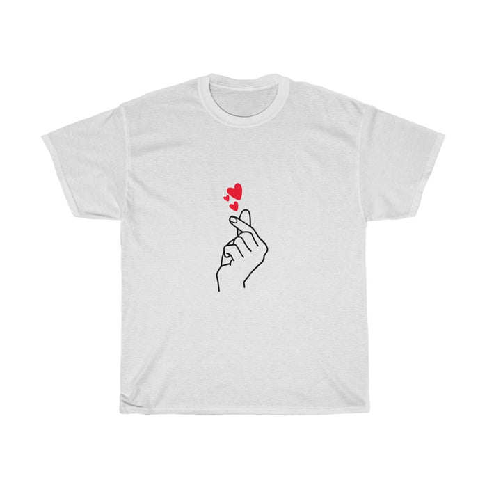 Korean Finger Heart Teenage Pop Top Tee Shirt