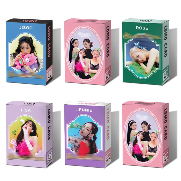 30pcs Kawaii Korea Kpop Combination New Spot Bl Lomo Card Lisa Jennie Jisoo Rose Peripheral Star Greeting Card