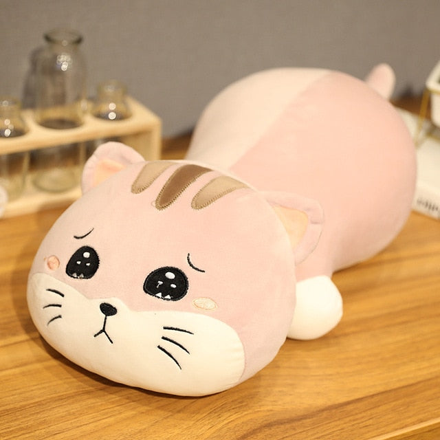 35/50/ 60cm Kawaii Lying Cat Plush Toys Stuffed Cute Cats Doll Lovely Animal Pillow Soft Cartoon Cushion