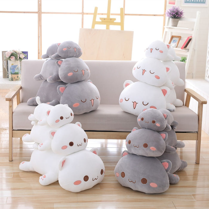 35/50/ 60cm Kawaii Lying Cat Plush Toys Stuffed Cute Cats Doll Lovely Animal Pillow Soft Cartoon Cushion