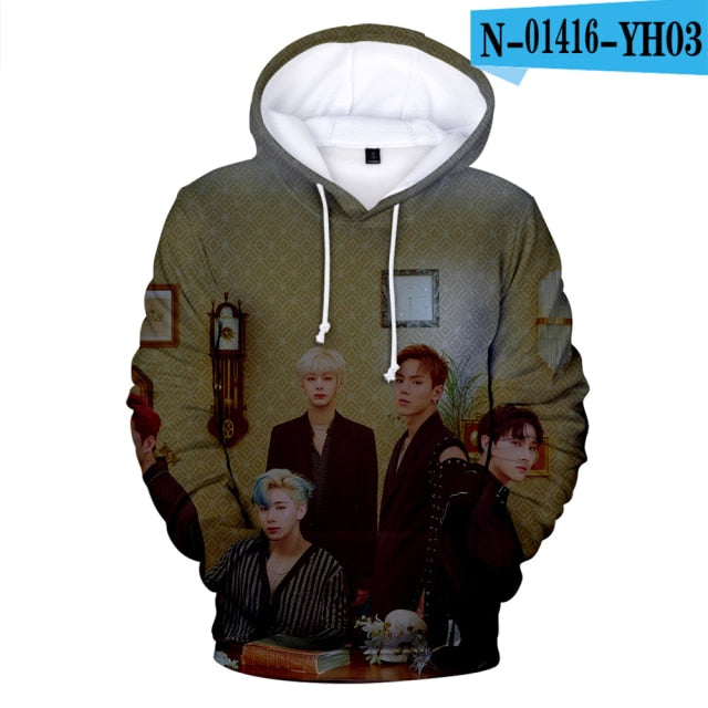3D Monsta X Hoodies Sweatshirts Men/Women HIP HOP Harajuku Long Sleeve Autumn Monsta X pullovers 3D Print Hoodies