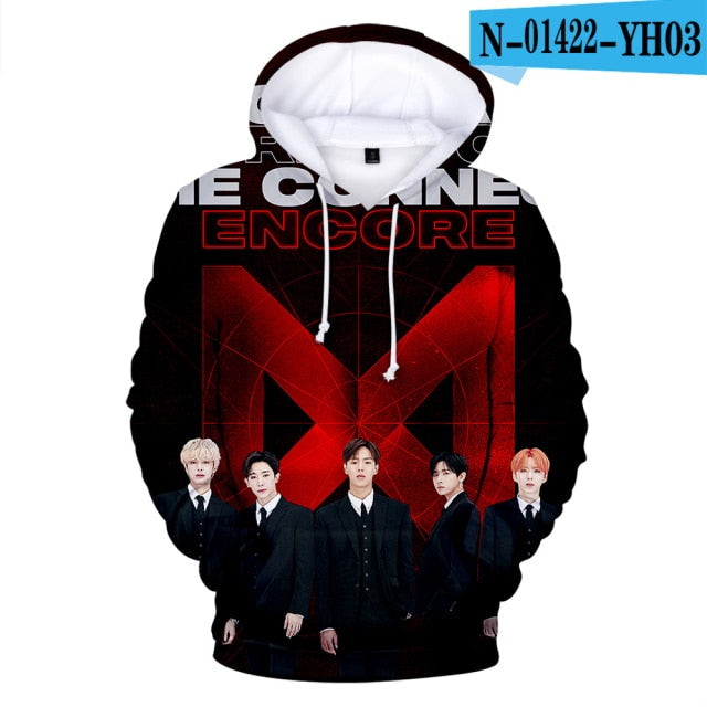 3D Monsta X Hoodies Sweatshirts Men/Women HIP HOP Harajuku Long Sleeve Autumn Monsta X pullovers 3D Print Hoodies