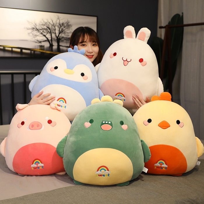 50cm Fat Kawaii Chicken Bear Rabbit Penguin Piggy Dinosaur Plush Pillow Toys Soft Stuffed Animal Doll Chair Cushion High Quality