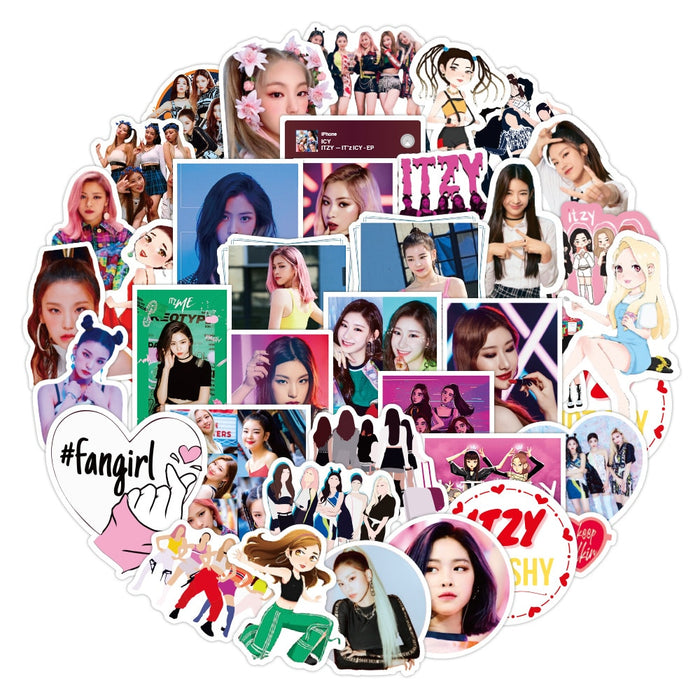 50pcs Kpop Itzy Stickers Lomo Card Star Stationery New Album  Scrapbook Waterproof Decoration Stickers Diy Gift Graffiti Sticker