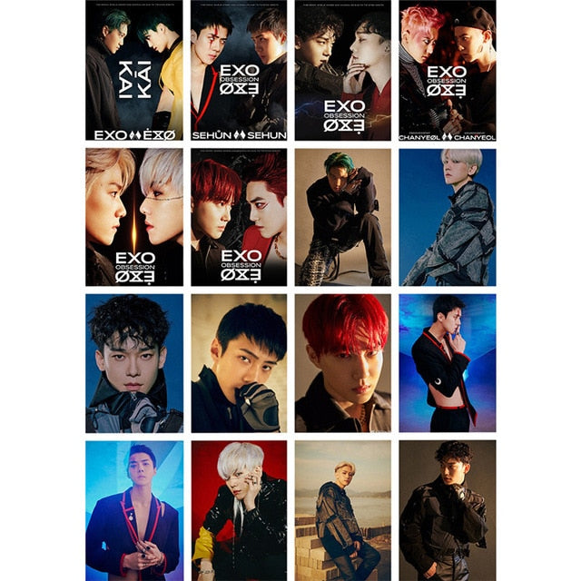 54 Pcs / Set Kpop EXO Album Self Made Paper Lomo Card Photo Card Poster Photocard Fans Gift Collection Stationery Set