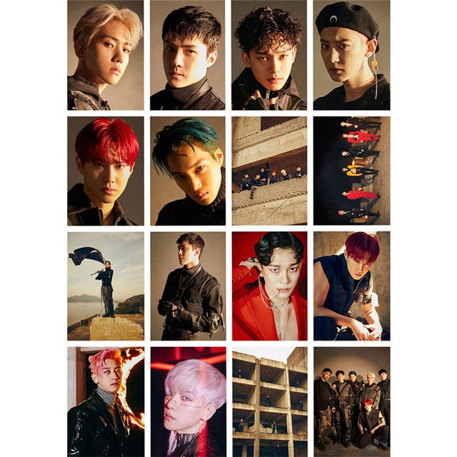 54 Pcs / Set Kpop EXO Album Self Made Paper Lomo Card Photo Card Poster Photocard Fans Gift Collection Stationery Set