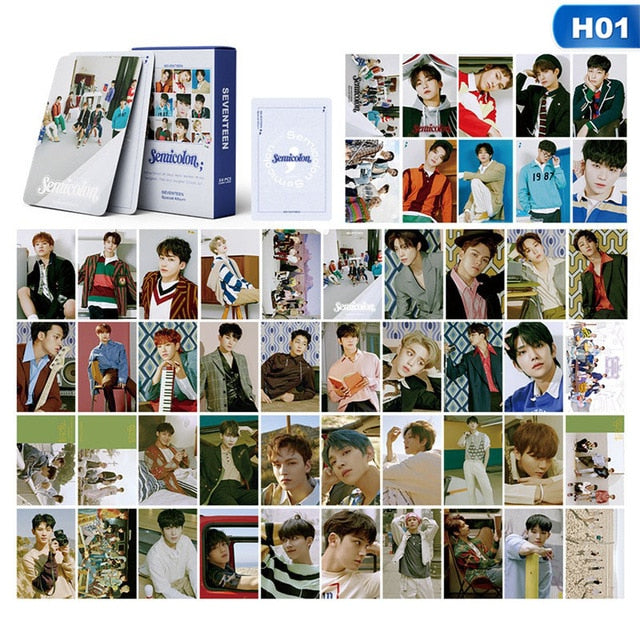54Pcs/Box Kpop Seventeen LOMO Card Album Semicolon Photocard Self Made Cards For Fans Collection Stationery