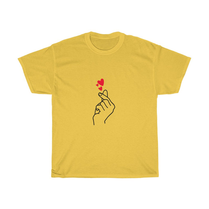Korean Finger Heart Teenage Pop Top Tee Shirt