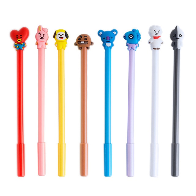 8Pcs Kawaii Gel Pen Cartoon Animal Pencil School Office Supplies Cute Stationery 0.5mm Pens Black Ink Signature Pen Kids Gift