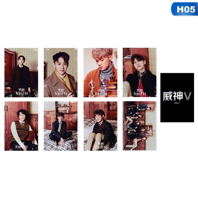 8pcs/set Kpop NCT WAYV Photo Stikcy Card Winwin Lucas Crystal Card Sticker Ten Debut Photocard Sticker