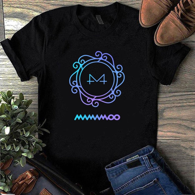 90s Summer Short-sleeve Tee Shirt Mamamoo Kpop T Shirt Womens Clothing