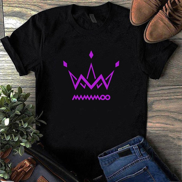 90s Summer Short-sleeve Tee Shirt Mamamoo Kpop T Shirt Womens Clothing