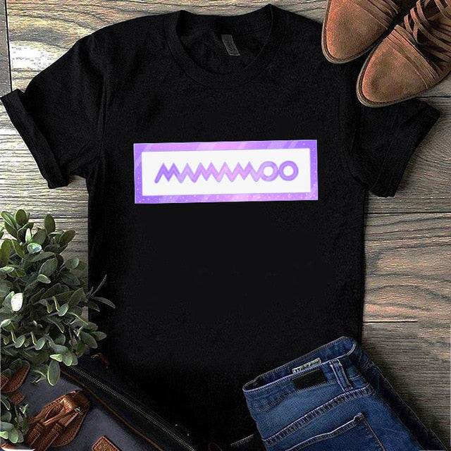 90s Summer Short-sleeve Tee Shirt Mamamoo Kpop T Shirt Womens Clothing