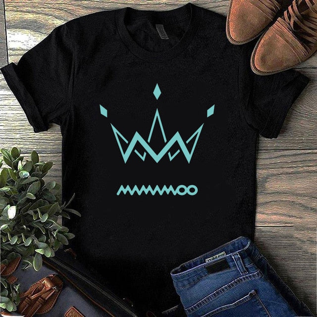 90s Summer Short-sleeve Tee Shirt Mamamoo Kpop T Shirt Womens Clothing
