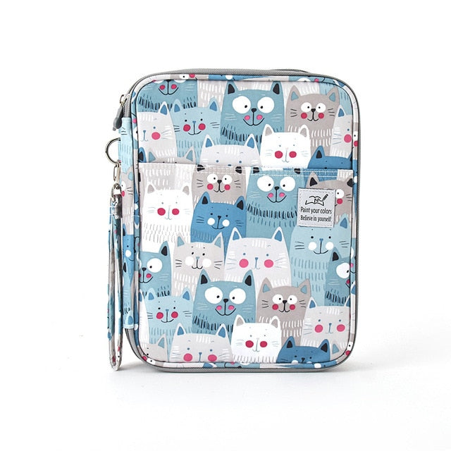 96/192 Holes Cat Pencil Case School for Girls Boys Large Capacity Cartridge Supplies Cute Kawaii Pen Bag Big Stationery Box Kit