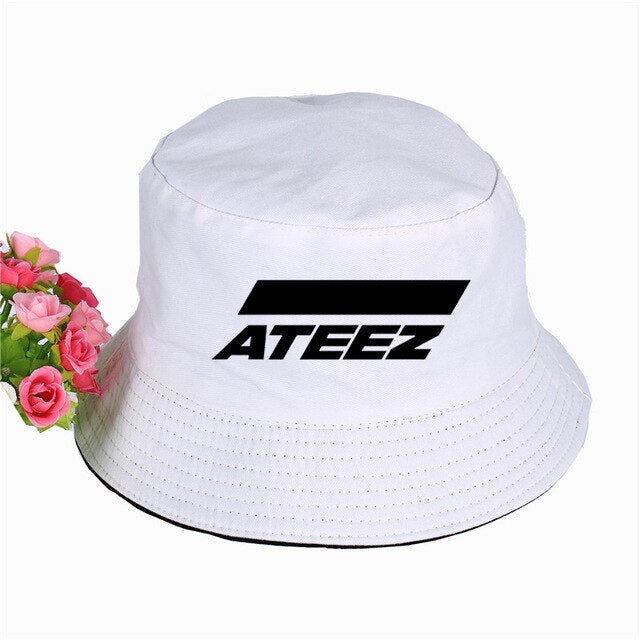 ATEEZ Bucket Hat ATEEZ kpop Summer Faceless cap Panama Cotton Double Layer Fabric Sunscreen Hats Women Men fisherman hat