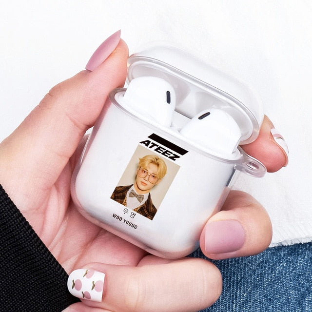ATEEZ HongJoong SeongHWA Earphone Case for Aipods 1 2 Soft Cover for Blutooth Earphone Airpods Rubber cartoon cute couple