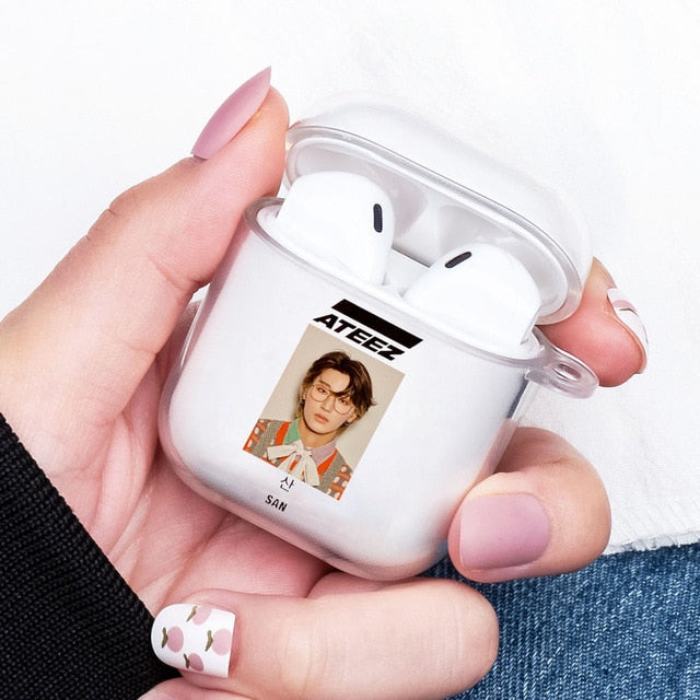 ATEEZ HongJoong SeongHWA Earphone Case for Aipods 1 2 Soft Cover for Blutooth Earphone Airpods Rubber cartoon cute couple