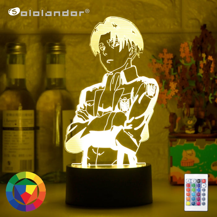 Acrylic Table Lamp Anime Attack on Titan for Home Room Decor Light Cool Kid Child Gift Captain Levi Ackerman Figure Night Lights