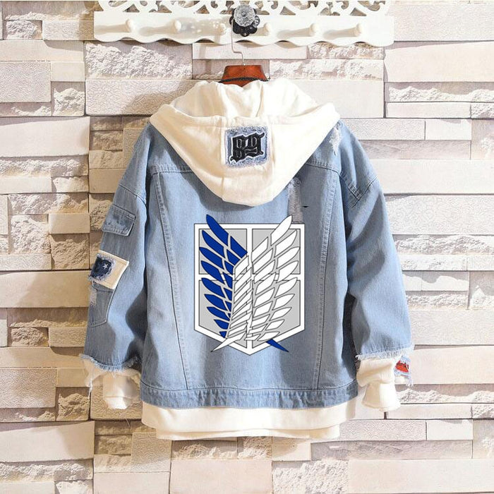 Anime  Attack on Titan Fate Blue Denim Jacket Hoodie For Girls Boys Spring Coat