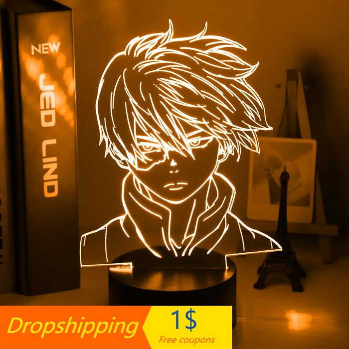 Anime My Hero Academia Shoto Todoroki Face Design Led Night Light Lamp for Kids Child Boys Bedroom