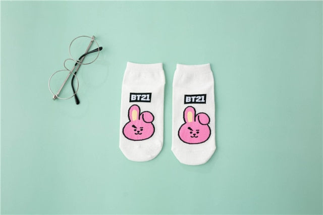 BT21 Women Cotton Cute Japanese Style Panda Bear Love Printed for Girls