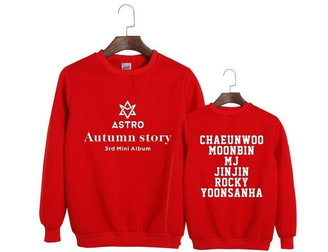 Astro autumn story album same member name printing o neck pullover hoodies kpop k-pop fashion unisex loose sweatshirt