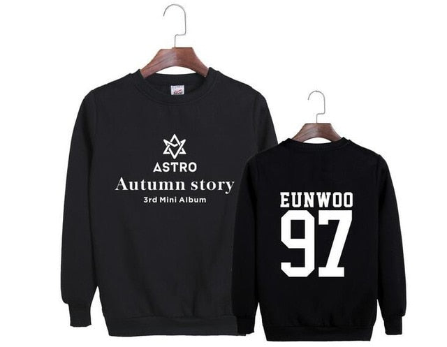 Astro autumn story album same member name printing o neck pullover hoodies kpop k-pop fashion unisex loose sweatshirt